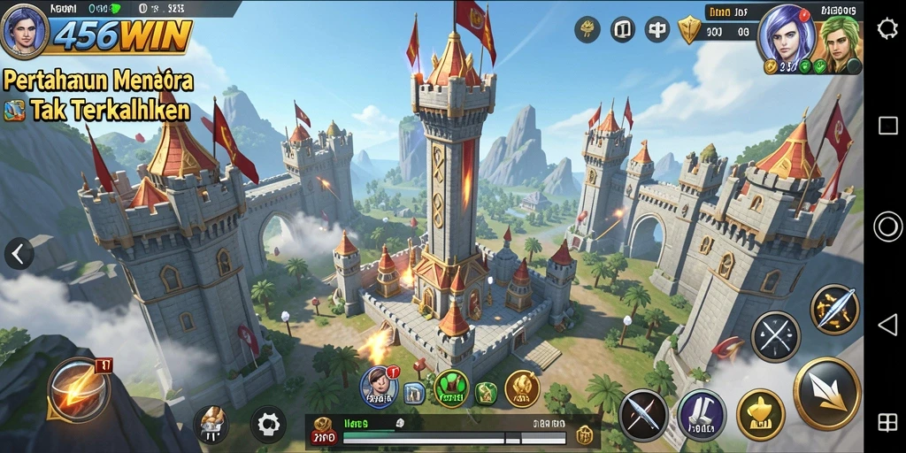 Screenshot gameplay menara pertahanan yang seru dan mendebarkan.