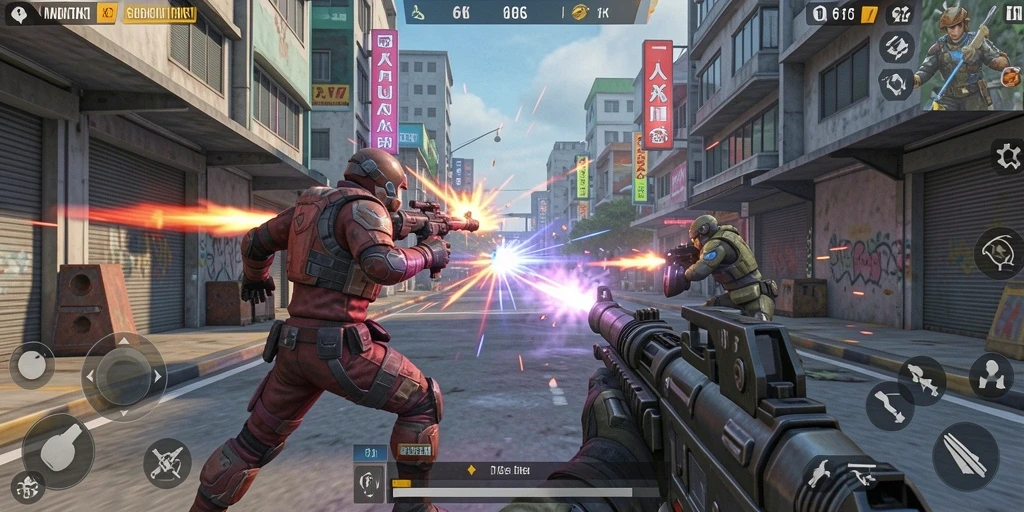 Tangkapan layar gameplay 66K yang menunjukkan aksi pertempuran mendebarkan.