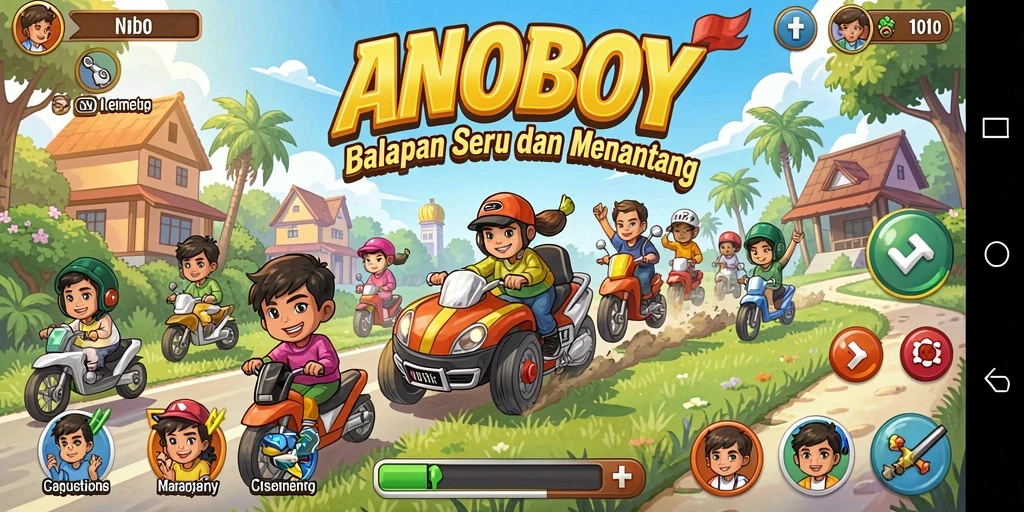 Gameplay Racing ANOBOY yang mendebarkan dan penuh aksi.
