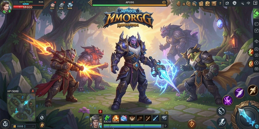 Tampilan gameplay API5000 yang menampilkan pertarungan epik dalam dunia fantasi.