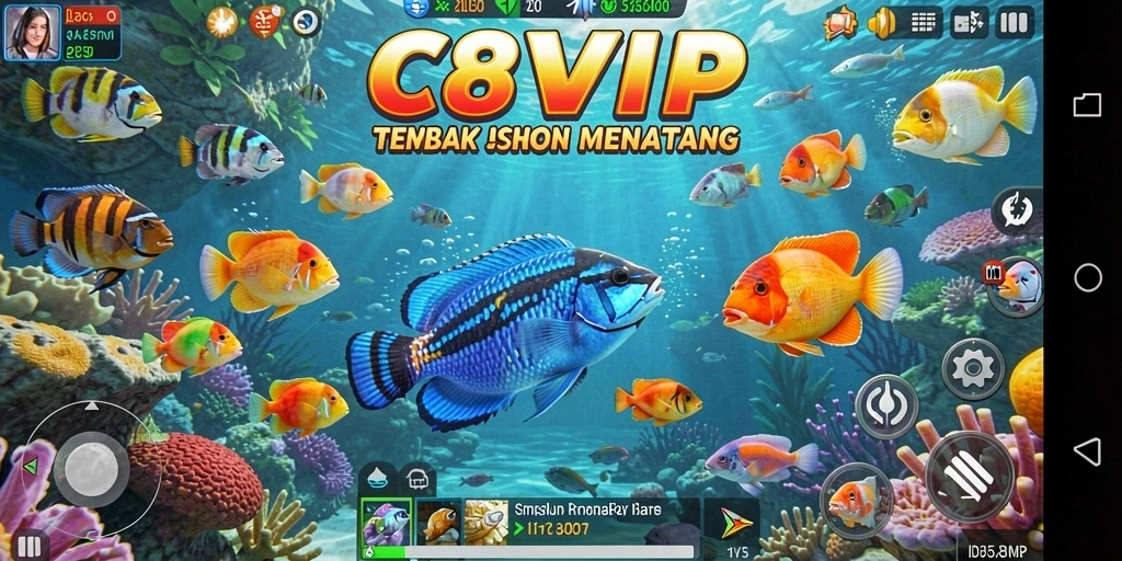 Screenshot C8VIP menampilkan aksi seru permainan Tembak Ikan.