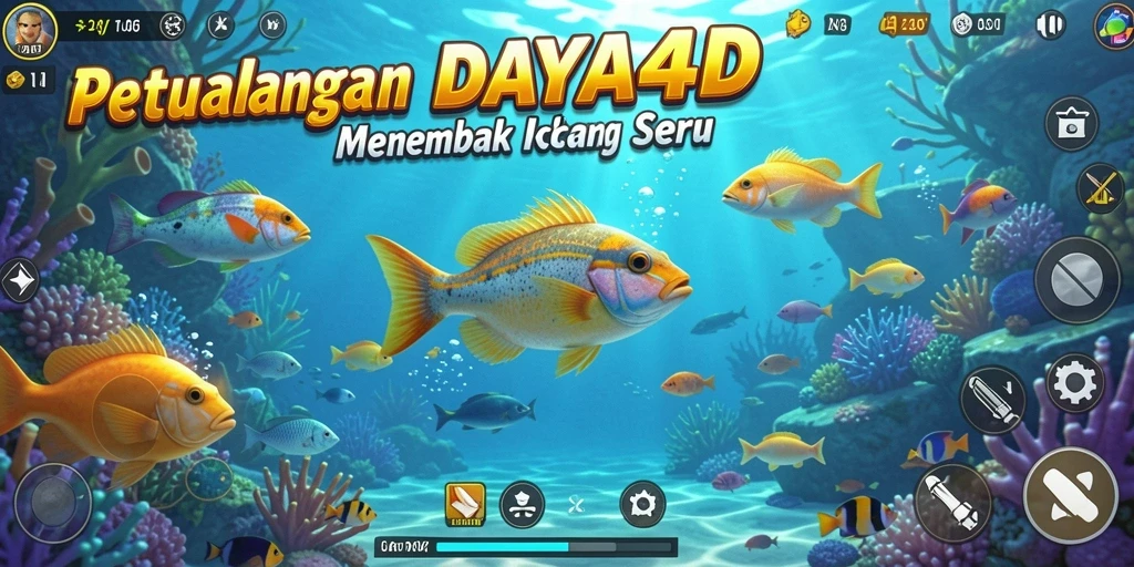 Tampilan seru saat menangkap ikan dalam game Tembak Ikan.