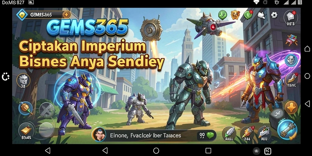 Screenshot gameplay GEMS365 yang menampilkan aktivitas bisnis yang dinamis.
