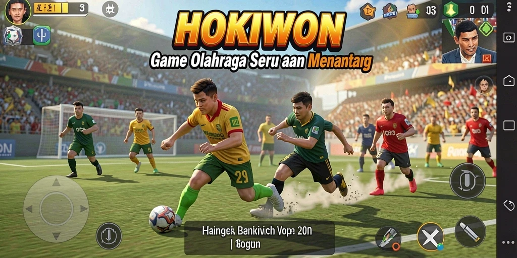 Tangkapan layar HOKIWON menampilkan aksi seru dalam cabang olahraga yang berbeda.