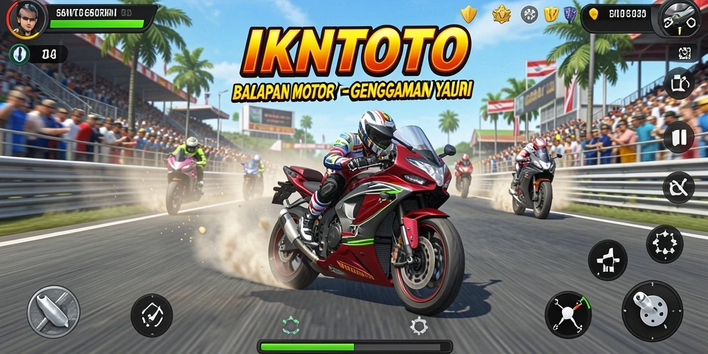 Tampilan gameplay seru dengan balapan motor yang mendebarkan.