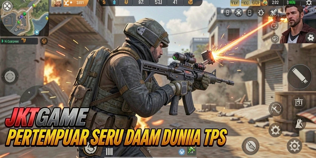 Tampilan seru dari gameplay JKTGAME dengan aksi tembak-menembak intens.