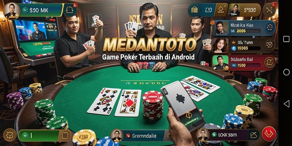 Tampilan permainan poker di MEDANTOTO yang mendebarkan.