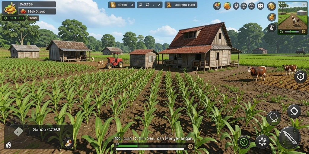 Gameplay seru OCE69 dengan aktivitas bercocok tanam.