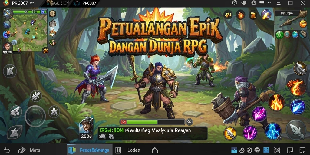 Screenshot gameplay PRG007 menampilkan aksi seru dalam pertempuran RPG.