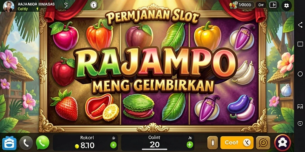 Tampilan gameplay menarik dari RAJAMPO dengan berbagai fitur slot.