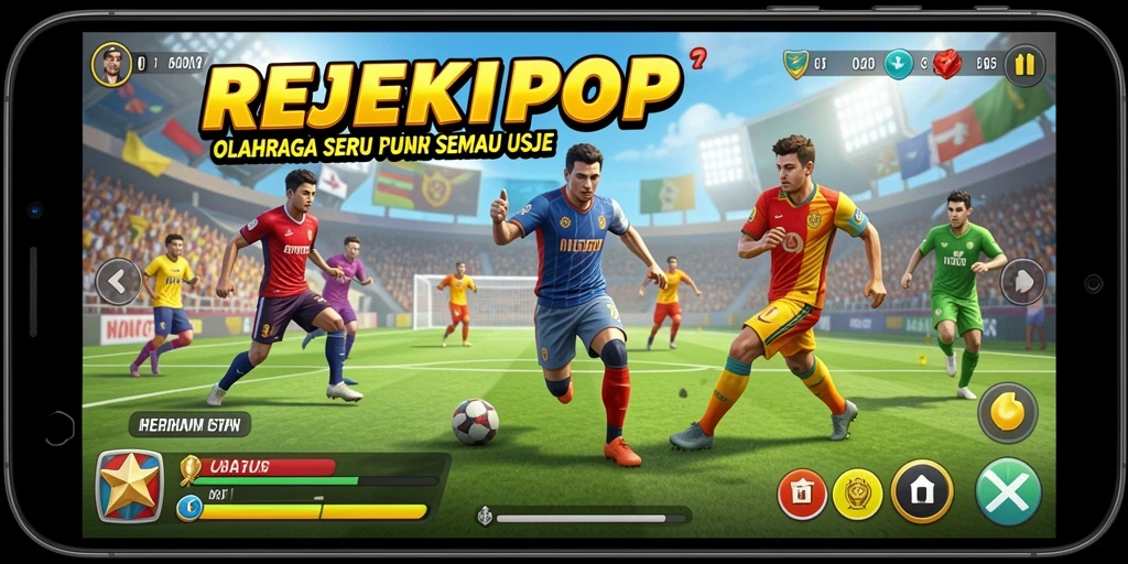 Tampilan gameplay seru dalam permainan olahraga REJEKIPOP.
