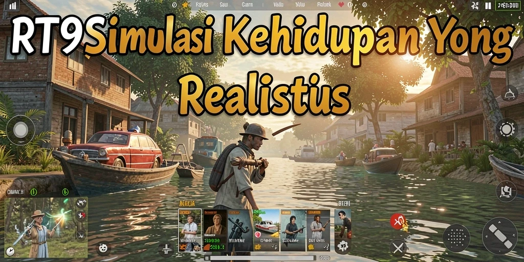 Screenshot utama RT99 menampilkan gameplay simulasi kehidupan yang menarik.