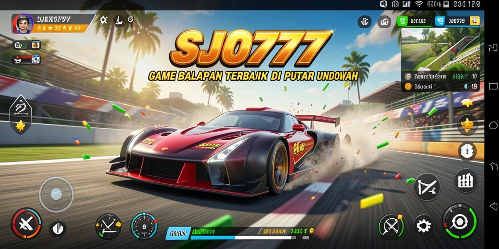 Tangkapan layar gameplay SJO777 menampilkan aksi balapan yang mendebarkan.