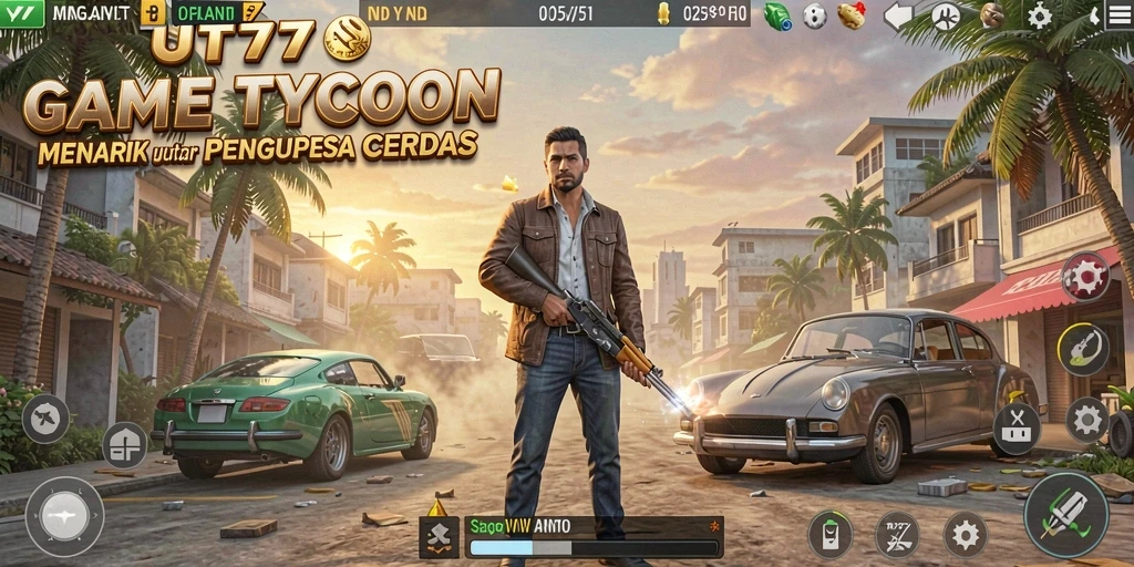 Tangkapan layar dari gameplay UT77 menunjukkan pengelolaan bisnis yang strategis.